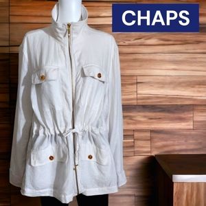 CHAPS Linen White Jacket with Golden Buttons XL
